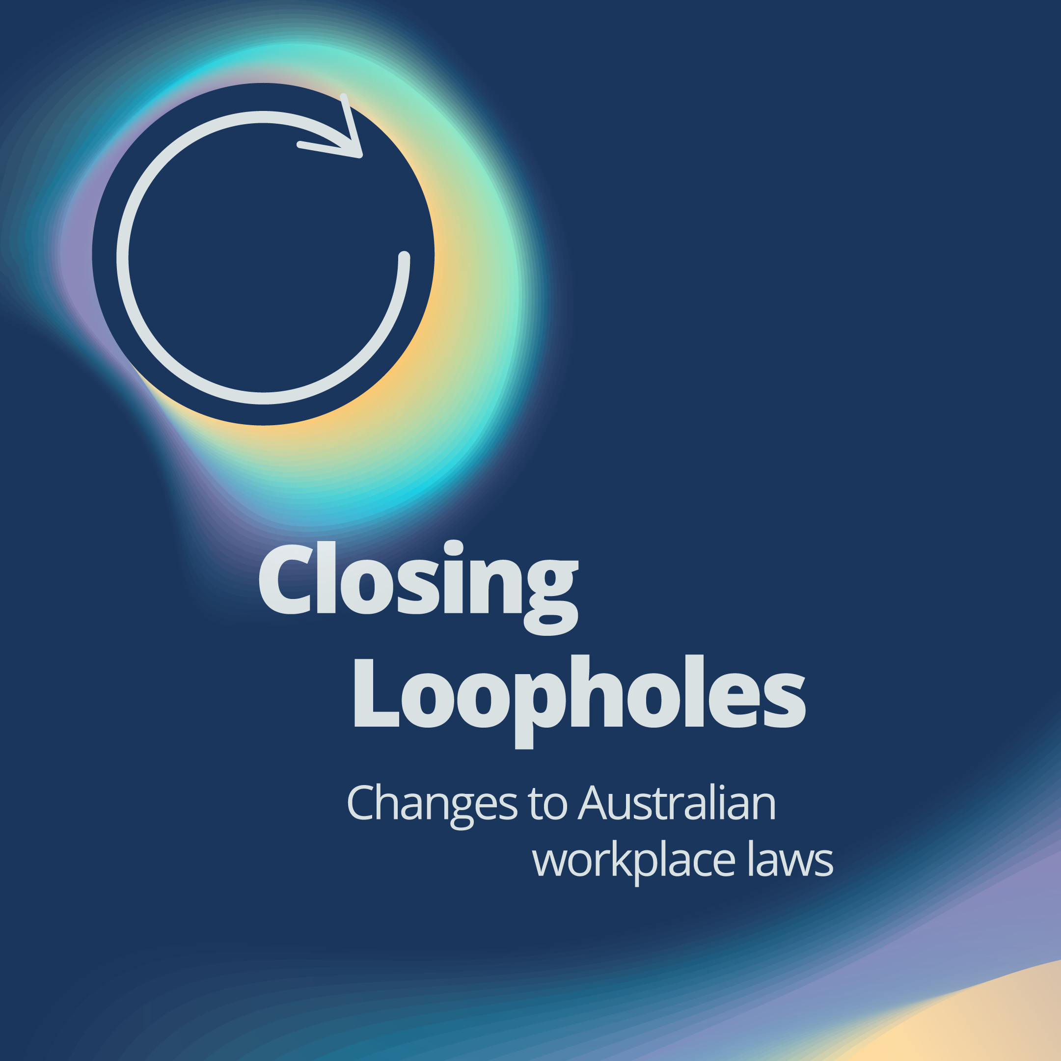 graphic with text Closing loopholes Changes to Australian workplace laws