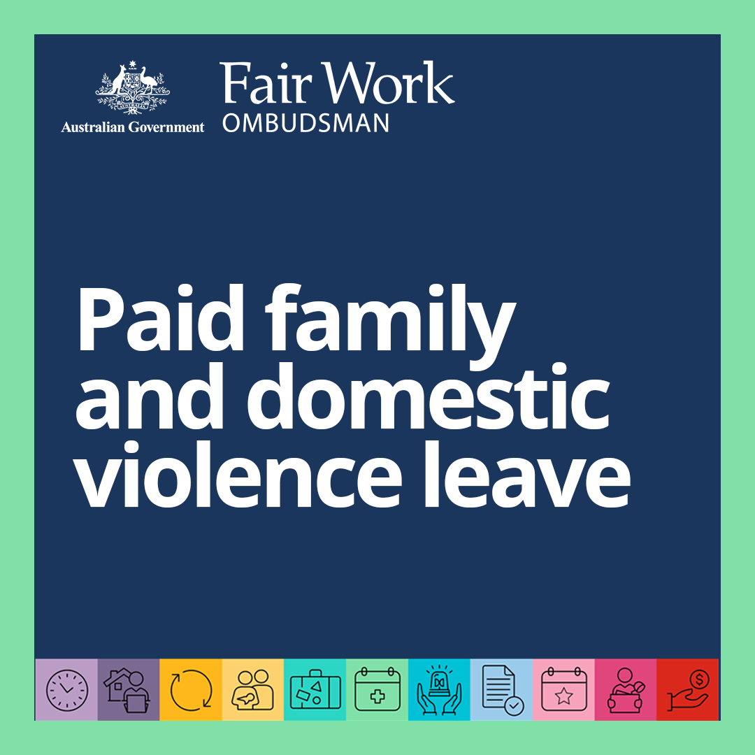 graphic that reads paid family and domestic violence leave