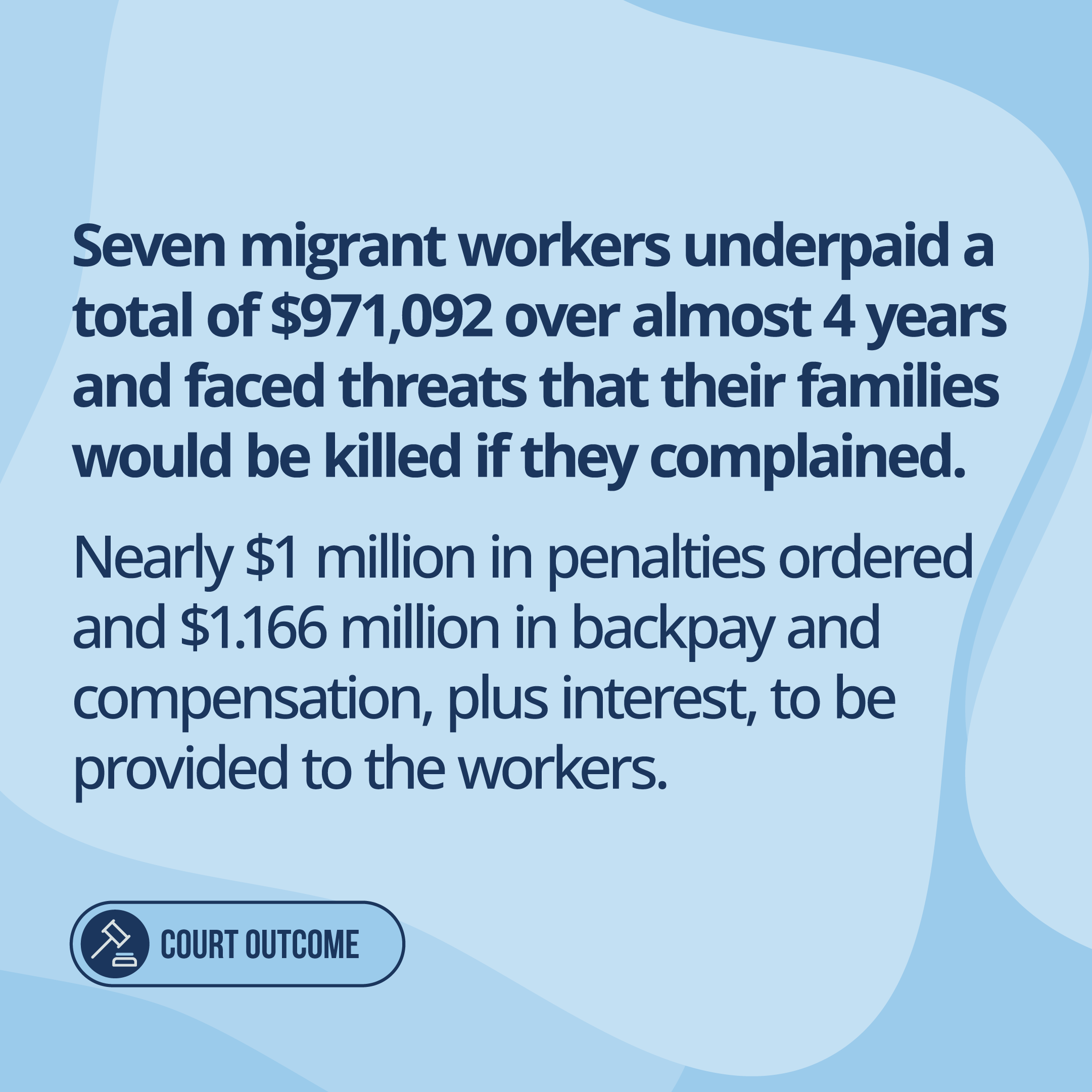 Text describing a recent court outcome related to underpaid migrant workers