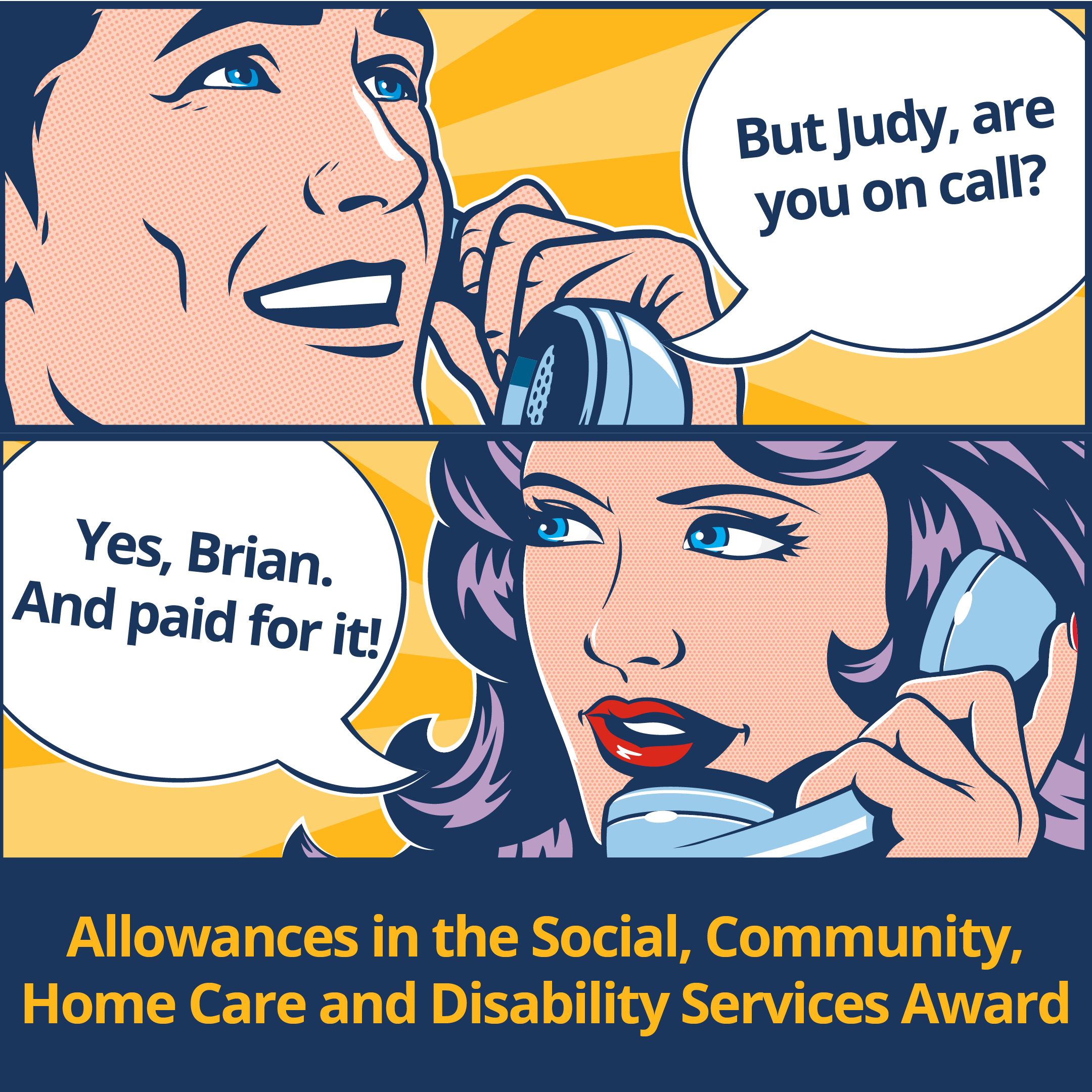 Illustration with text reading Allowances in the Social, Community, Home Care and Disability Services award