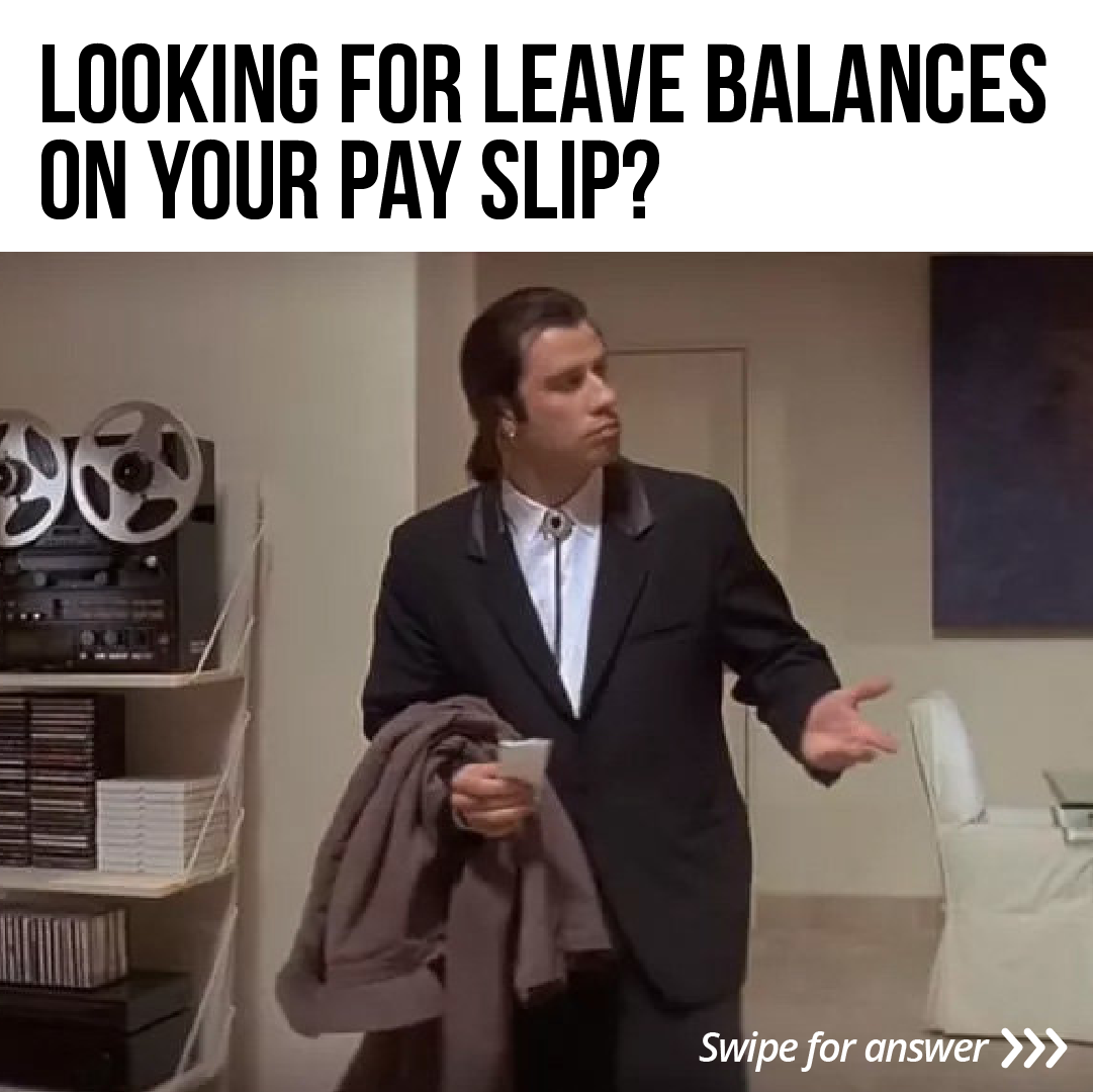 Photo with text looking for leave balances on your pay slip