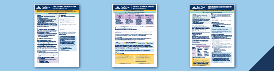 Flat image of 3 information statement documents