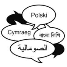 Various different languages in chat bubbles