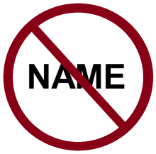 The word 'name' with a strikethrough 