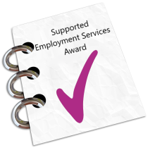 Document with the title Supported Employment Services Award. There is a purple tick under the name of the award.